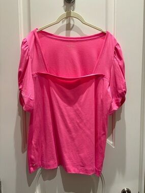 Lilly Pulitzer Hot Pink Square-Neck Short Sleeve Top